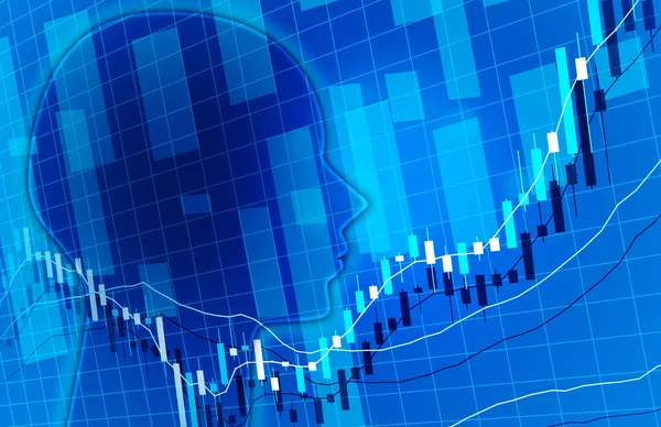Mesterséges Intelligencia Chart Üzleti Előrejelzés Kép Háttér Kép Kék Szín — Stock Fotó