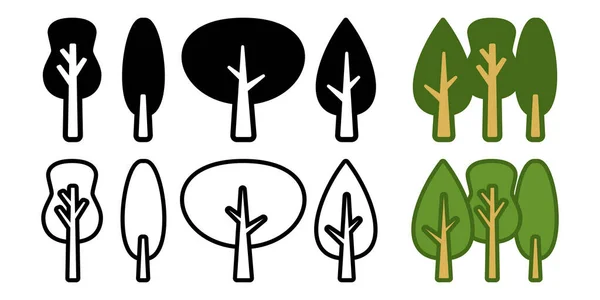 Bosque Vector Icono Diseño Conjunto Verde Monocromo Marca — Vector de stock