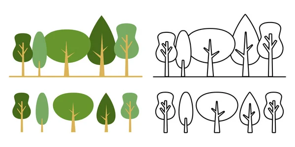 Bosque Vector Icono Diseño Conjunto Verde Monocromo Marca — Vector de stock