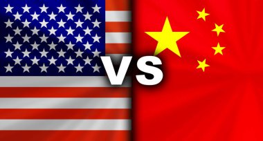 Amerika, Çin 'e Karşı Çatışan Bayraklar Ekonomik Savaş Arkaplan Görüntüsü