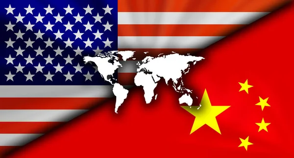 Etats Unis Chine Drapeaux Conflictuels Combat Guerre Économique Image Fond — Photo