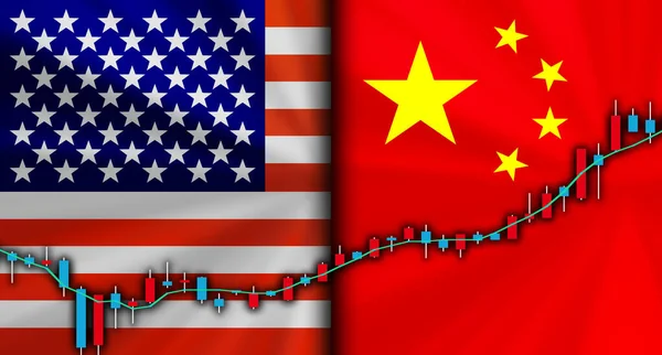 America Usa China Conflicting Flags Economic War Fight Background Image — Stock Photo, Image