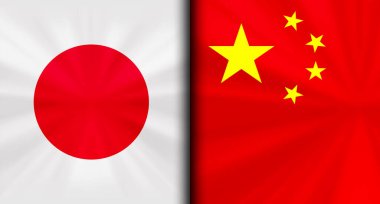 Japonya Çin 'e Karşı Çatışan Bayraklar Ekonomik Savaş Arkaplan Görüntüsü