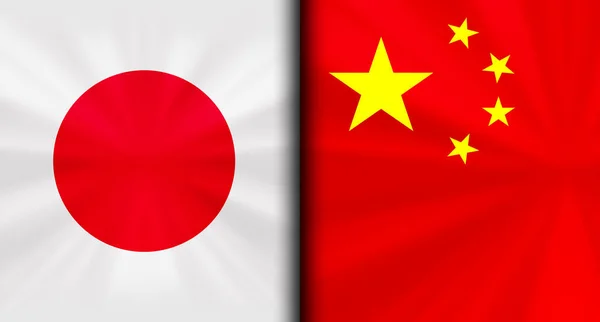 日本与中国竞争旗舰经济战背景形象 — 图库照片