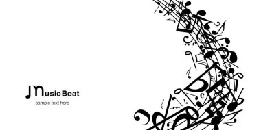Müzik notası müzik arkaplan vektör çizimi siyah ve beyaz soyut