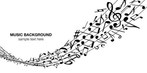 Musica Nota Musica Sottofondo Musicale Vettoriale Illustrazione Bianco Nero Astratto — Vettoriale Stock