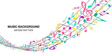 Müzik notası müzik arkaplan vektör çizimi pop ve havalı renkli soyut