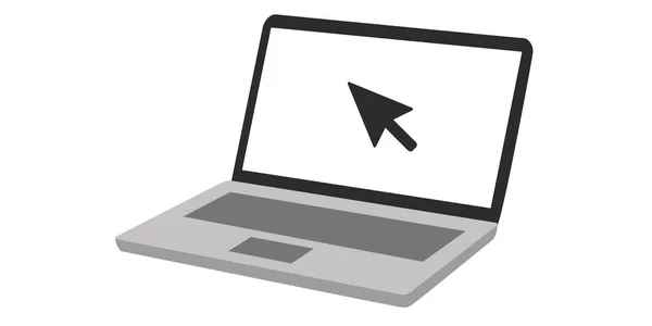 Laptop Klick Cursor Schwarz Weiß Icon Illustrationsmaterial — Stockvektor