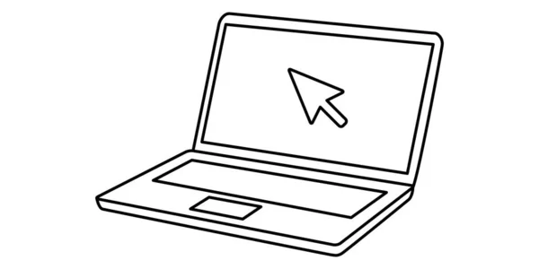 Laptop Klick Cursor Schwarz Weiß Icon Illustrationsmaterial — Stockvektor