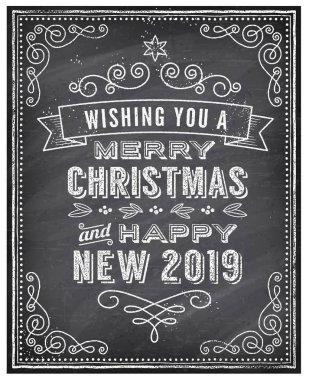 Vektör Noel tebrik kartı tebeşir ile 