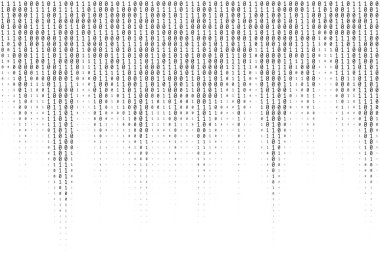 Farklı boyut ve numaraları 0 ve 1 ikili kod yukarıdan düşen birçok parçalardan oluşan tonları vektör doku