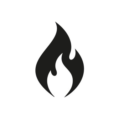 Siyah ve beyaz alev simge vektör çizim