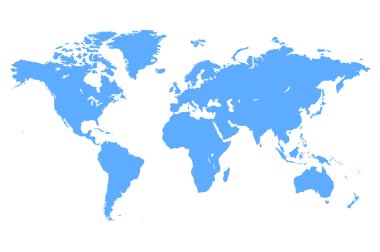 Dünya resimde basit vektör mavi Haritası