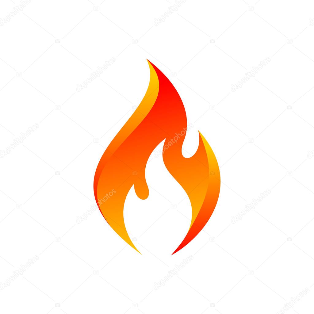 Vector illustration of an orange flame icon on a white background
