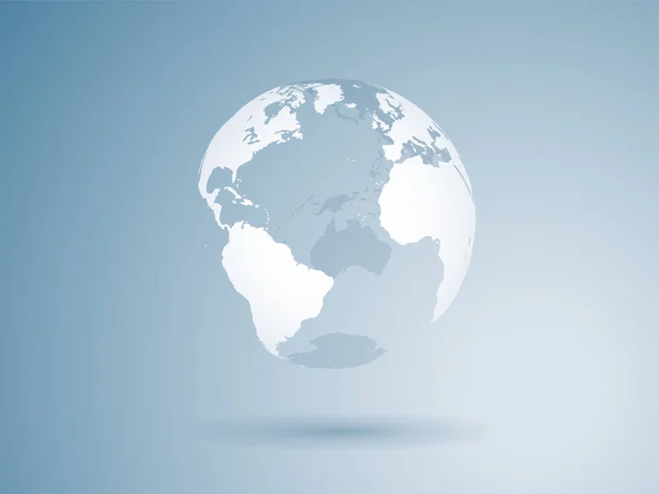 Mapa Vetorial Terra Mapeado Globo Transparente Branco Fundo Azul Claro — Vetor de Stock