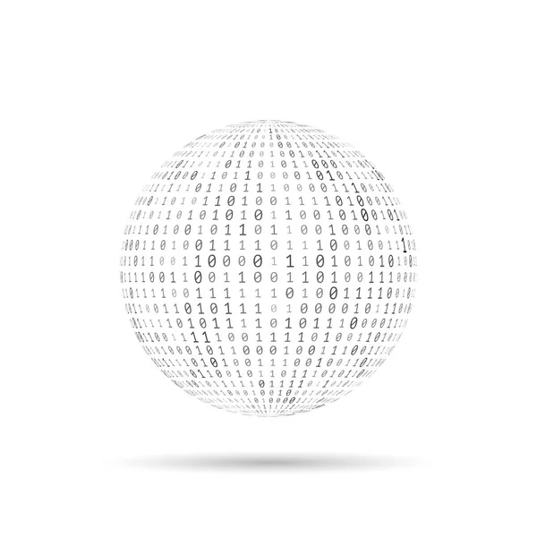 Векторный Текстурированный Бинарный Код Глобуса Разного Размера Оттенков Серых Чисел — стоковый вектор
