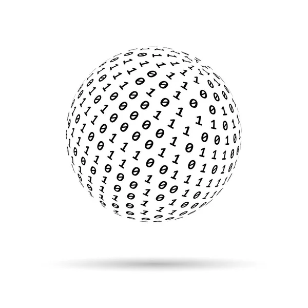 Вектор Текстурований Двійковий Код Глобус Різного Розміру Відтінків Сірих Чисел — стоковий вектор