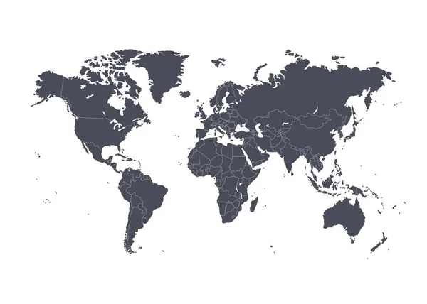 Illustrazione Vettoriale Mappa Del Mondo Scuro Con Confini Politici Sfondo — Vettoriale Stock