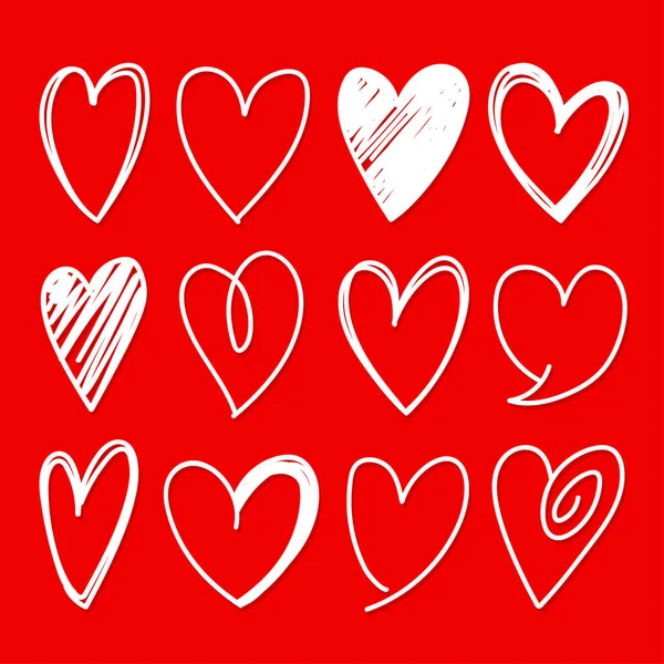 Συλλογή Από Δώδεκα Σχήματα Καρδιάς Σκιαγραφημένος Ανυσματικά Εικονίδια — Διανυσματικό Αρχείο