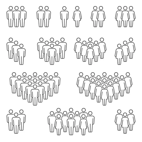 男性和女性群体的组成经典向量图标标志 — 图库矢量图片