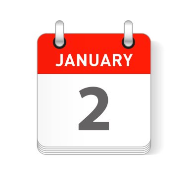 2 Ocak tarihi bir gün organizer Takvim sayfada görünür