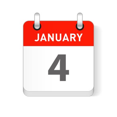 4 Ocak tarihi bir gün organizer Takvim sayfada görünür