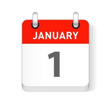 1 Ocak tarihi bir gün organizer Takvim sayfada görünür