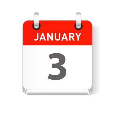 3 Ocak tarihi bir gün organizer Takvim sayfada görünür