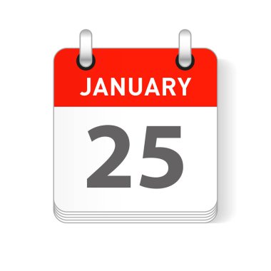 25 Ocak tarihi bir gün organizer Takvim sayfada görünür