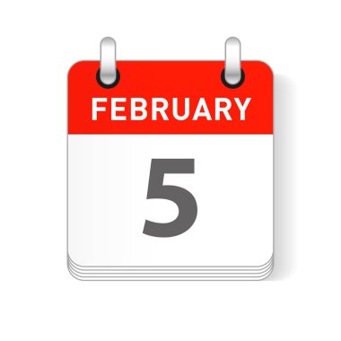 5 Şubat tarihi bir gün organizer Takvim sayfada görünür