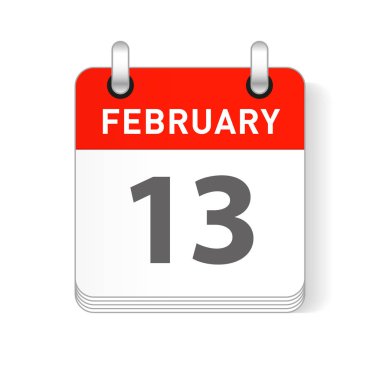 13 Şubat tarihi bir gün organizer Takvim sayfada görünür