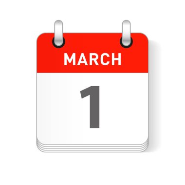 1 Mart tarihi bir gün organizer Takvim sayfada görünür