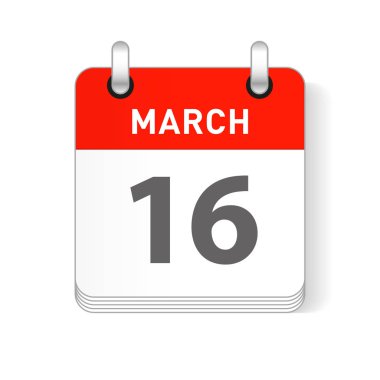 16 Mart tarihi bir gün organizer Takvim sayfada görünür