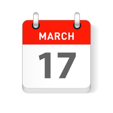 17 Mart tarihi bir gün organizer Takvim sayfada görünür