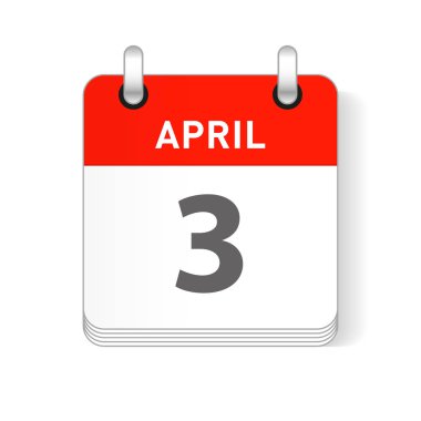 3 Nisan tarihi bir gün organizer Takvim sayfada görünür