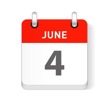 4 Haziran tarihi bir gün organizer Takvim sayfada görünür