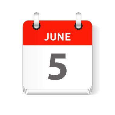 5 Haziran tarihi bir gün organizer Takvim sayfada görünür