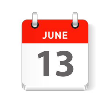 13 Haziran tarihi bir gün organizer Takvim sayfada görünür