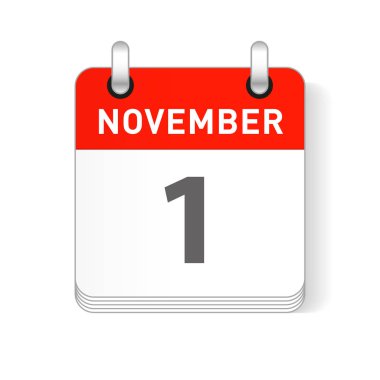 1 Kasım tarihi bir gün organizer Takvim sayfada görünür