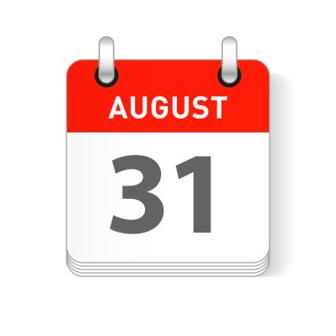 31 Ağustos tarihi bir gün organizer Takvim sayfada görünür