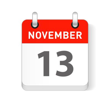 13 Kasım tarihi bir gün organizer Takvim sayfada görünür