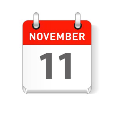 11 Kasım tarihi bir gün organizer Takvim sayfada görünür