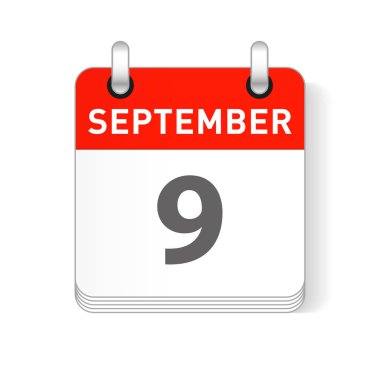 9 Eylül tarihi bir gün organizer Takvim sayfada görünür