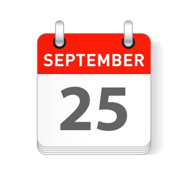 25 Eylül tarihi bir gün organizer Takvim sayfada görünür