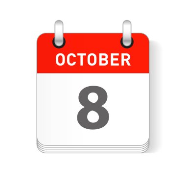 8 Ekim tarihi bir gün organizer Takvim sayfada görünür
