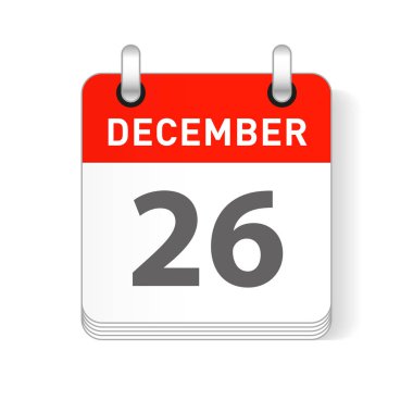 26 Aralık tarihi bir gün organizer Takvim sayfada görünür