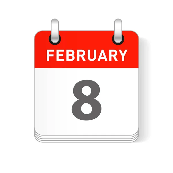 Febrero Fecha Visible Una Página Día Calendario Organizador — Archivo Imágenes Vectoriales