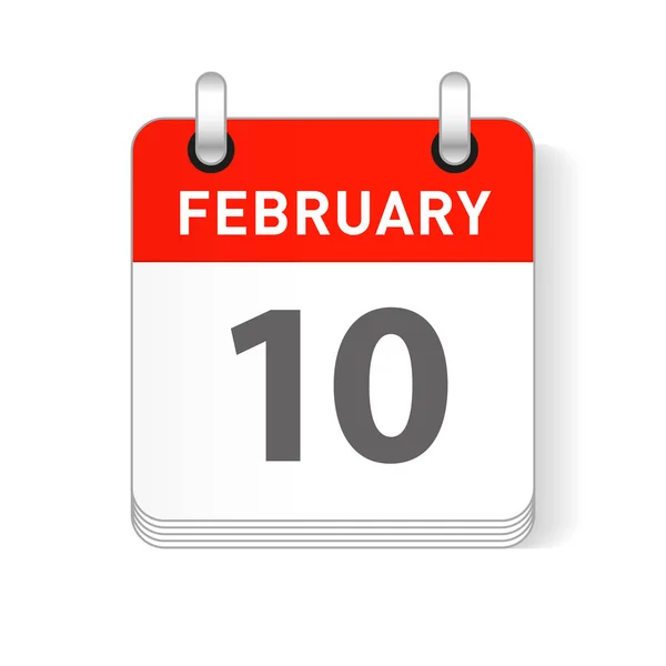 Febrero Fecha Visible Una Página Día Calendario Organizador — Vector de stock
