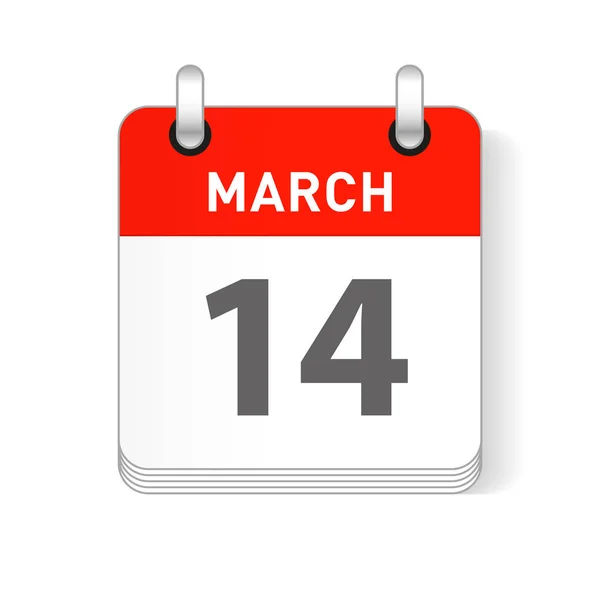 Marzo Data Visibile Una Pagina Giorno Calendario Organizzatore — Vettoriale Stock