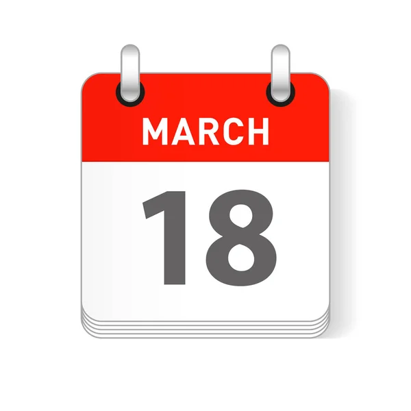 Marzo Fecha Visible Una Página Día Calendario Organizador — Vector de stock